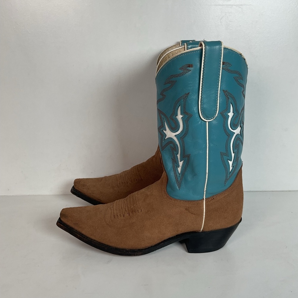 Dan Post Pee Wee Suede Cowgirl Boots 8 M Rough Out Suede - Picture 14 of 16
